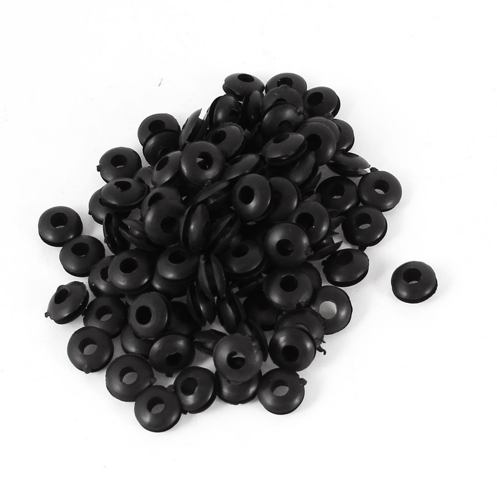 100Pack 4mm Inner Diameter Rubber Cable Wiring Grommets Gasket Ring