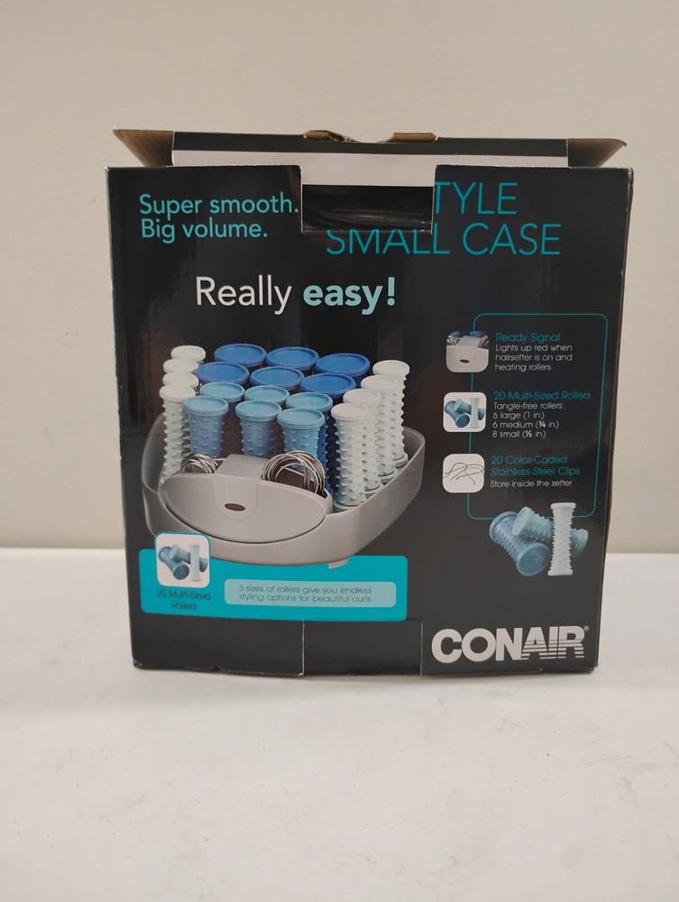 Conair Big Style Small Case Compact 20 Multi Size Hot Rollers Clips Tested Works
