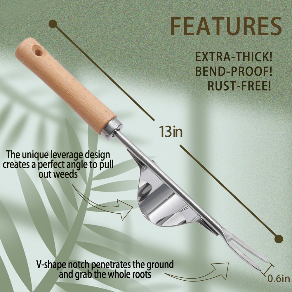 3 Pack Weed Puller Tool, Manual Hand Weeder Paver, Crack Weeder, Stainless St...