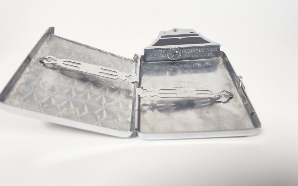 1930's Art Deco Ronson Mastercase Lighter Cigarette Case Tortoise Shell Works