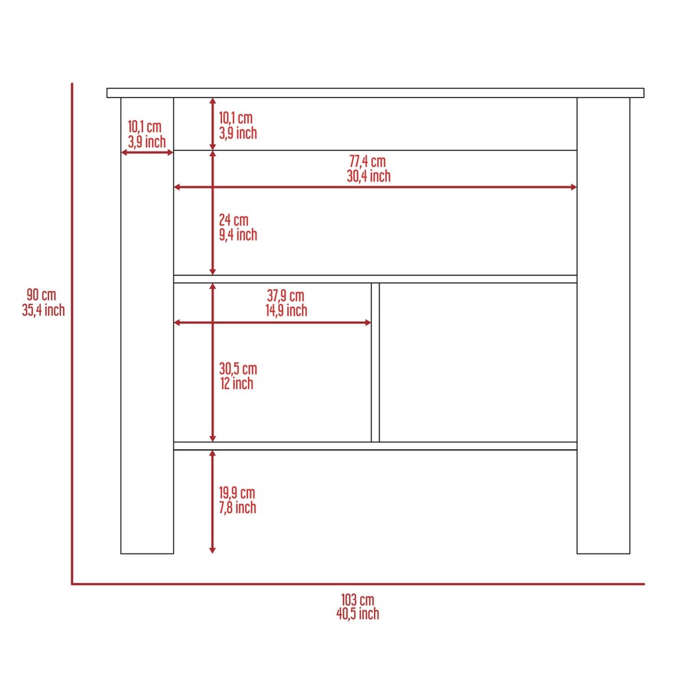 Rockaway 3-Shelf Kitchen Island White and Walnut