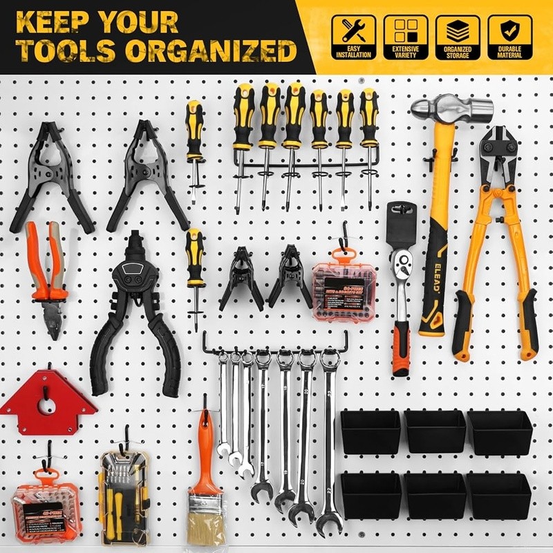 286 Piece Pegboard Organizer Set Heavy Duty Hooks Storage Bins Wall Mount System