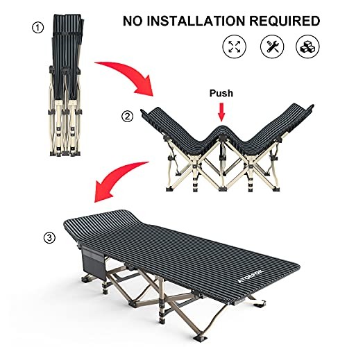Camping Cot for Adults Comfortable, Tent Folding Cot for Sleeping, Large Size
