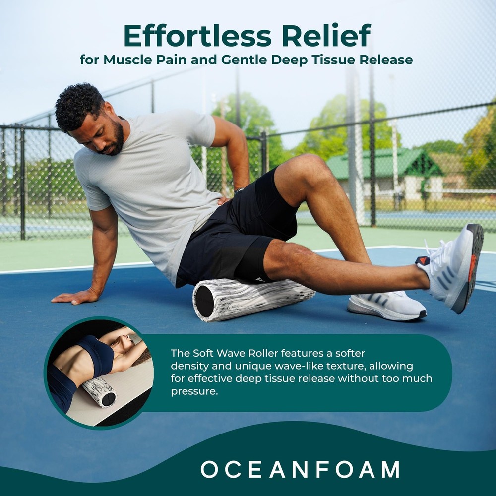 Soft Tidal Roller (Black Marbled) - Low Density Foam Roller for Physical Ther...