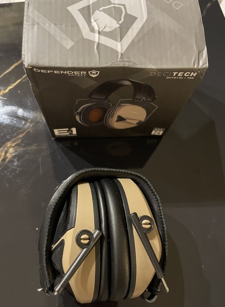 Decitech E1 Electronic Active Hearing Protection, Shooting, Range, Tan color