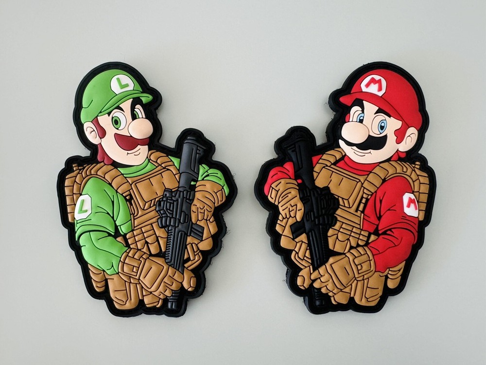 Tactical Mario Bros Rubber PVC Hook/Loop Morale Patch Set
