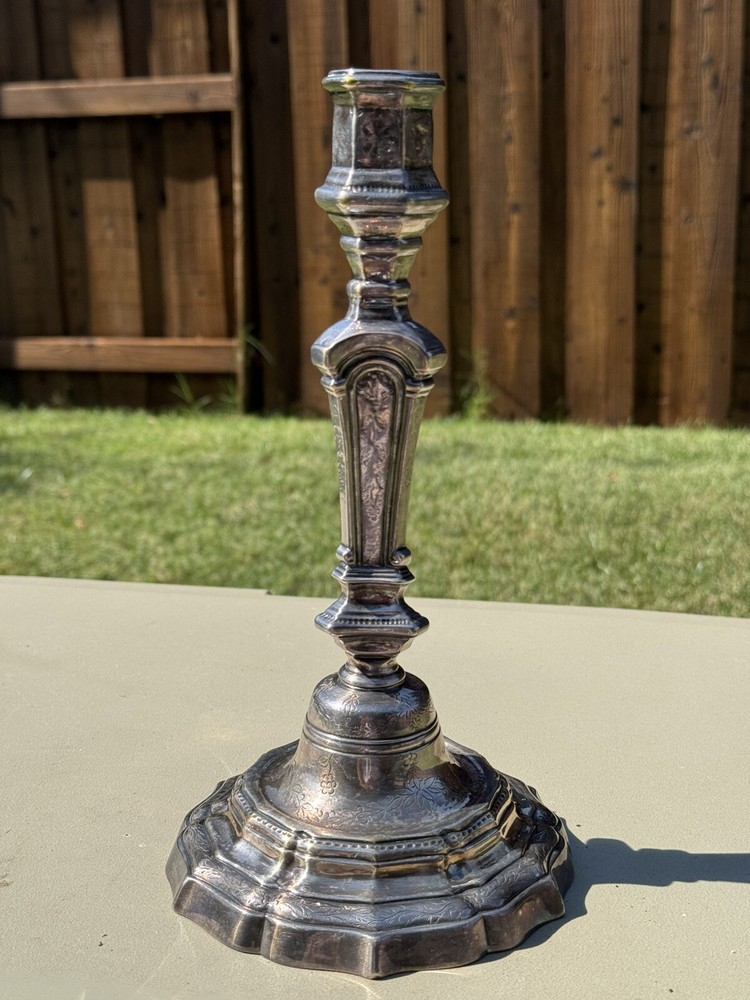 Antique Louis XIV Silvered Bronze Candlestick