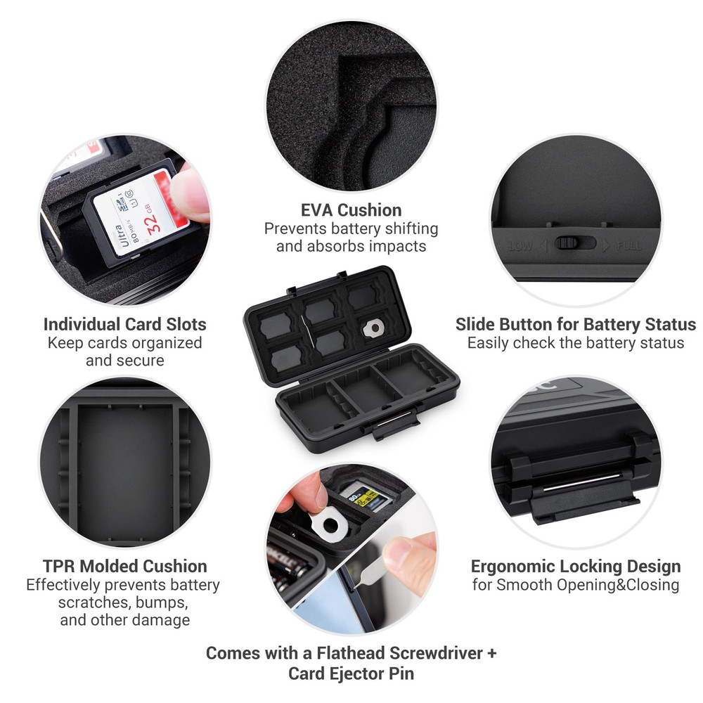 Multi-Function Camera Battery Memory Card Storage Case for 6 SD Card,6 CFexpr...