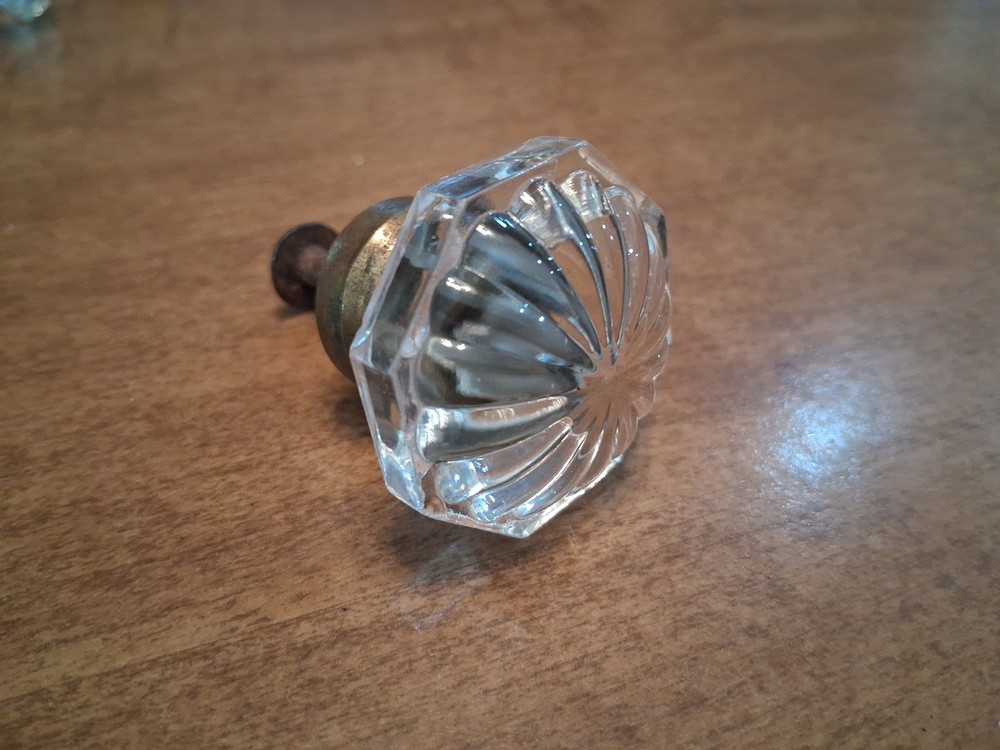 Antique Glass Drawer Pull Knobs Set Of 4 Octagon Shape