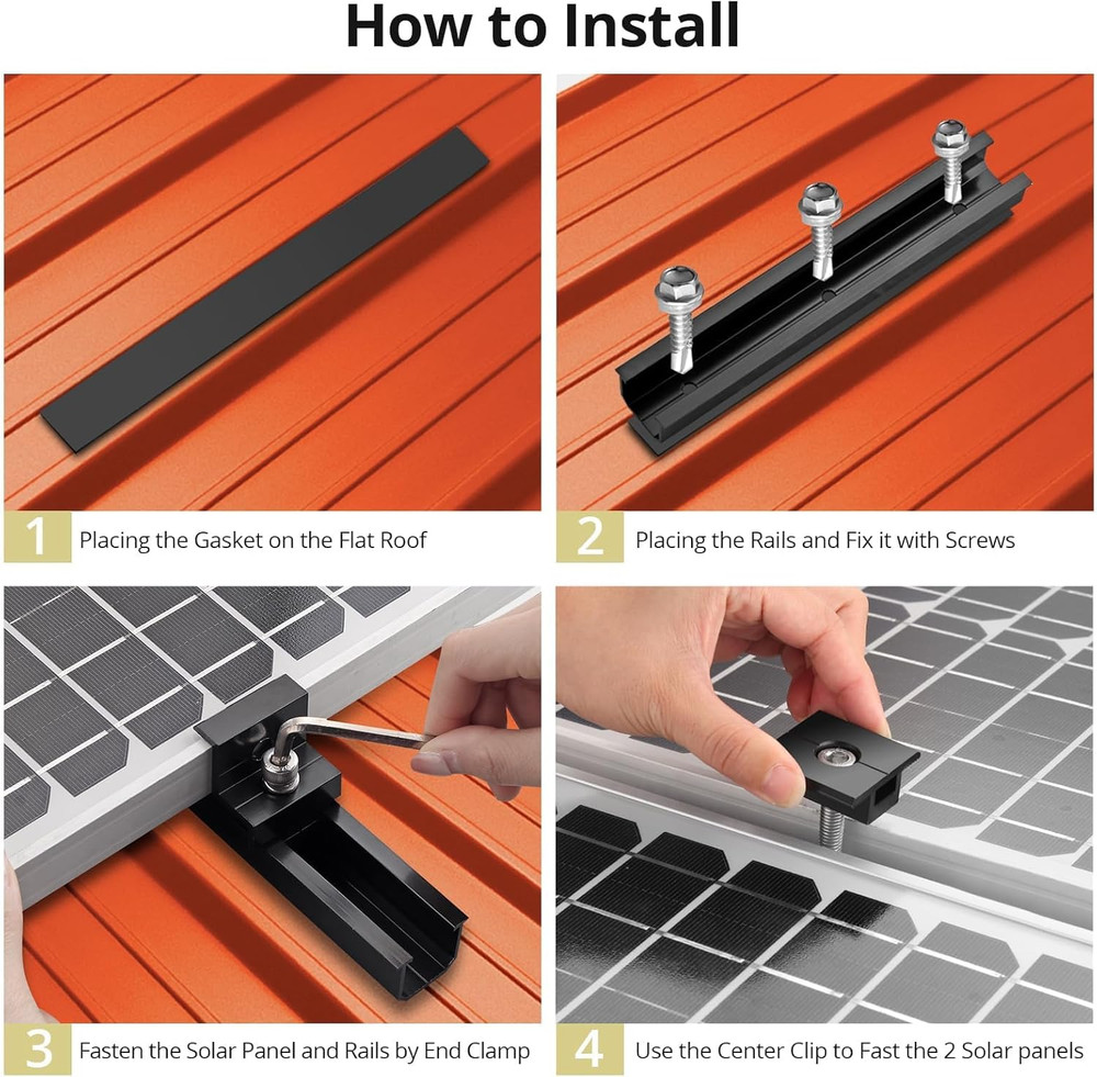 6Pcs Solar Panel Mounting Brackets, Aluminium 7.87" Solar Panel Mounting Rail &