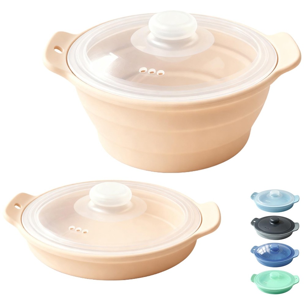 42oz Silicone Microwave Steamer For Vegetables, Cooker For Microwave with Han...
