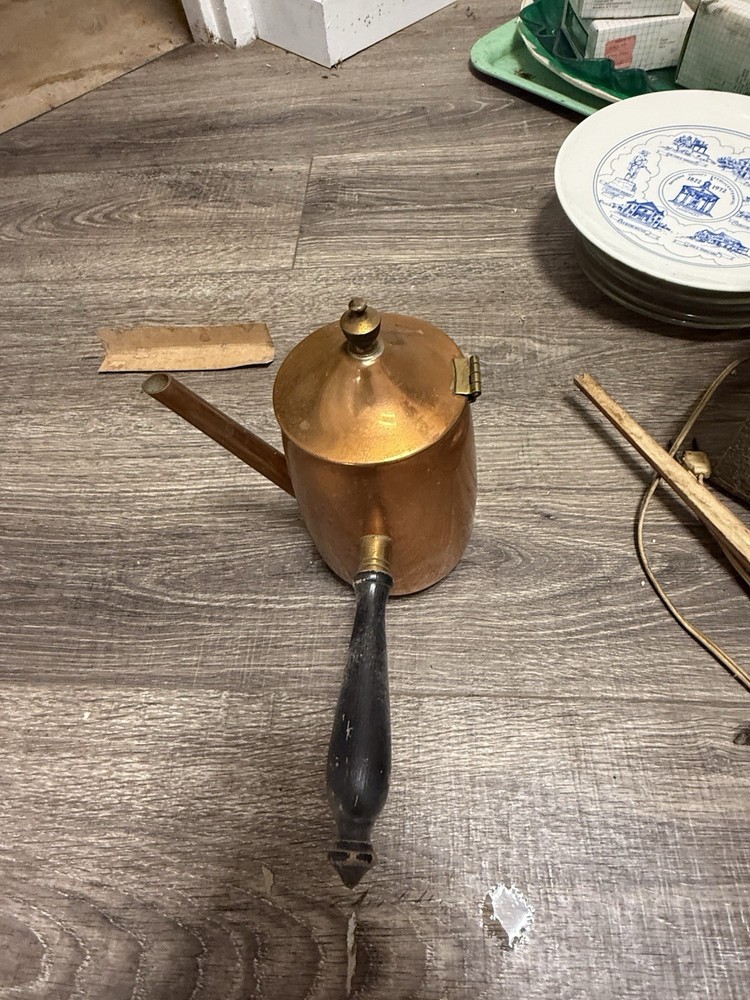 Copper Pot with Black Handle, Lid, and Brass Accents