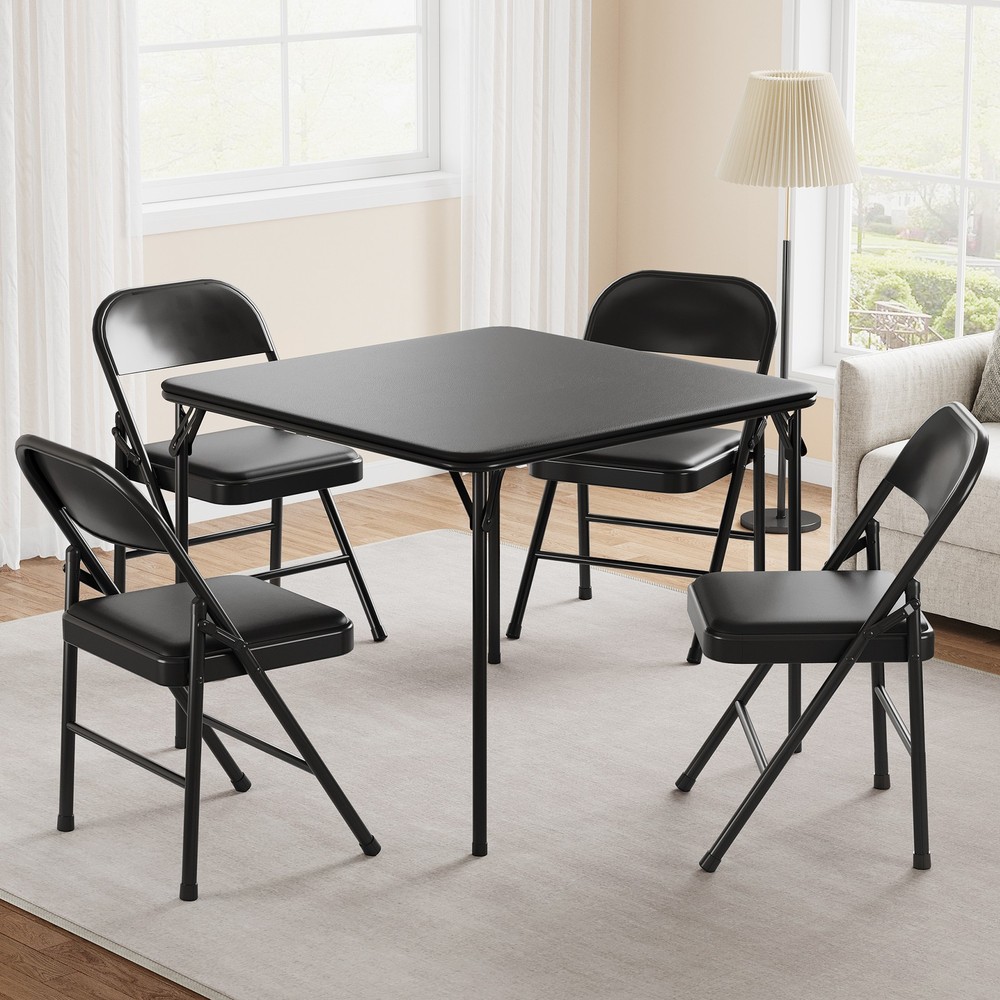 Portable folding Table Chess and Card Tables as a camping table work table black