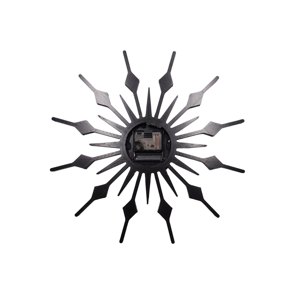 Mid Century Modern Sunburst Wall Clock – 15” 3D Printed Atomic Design