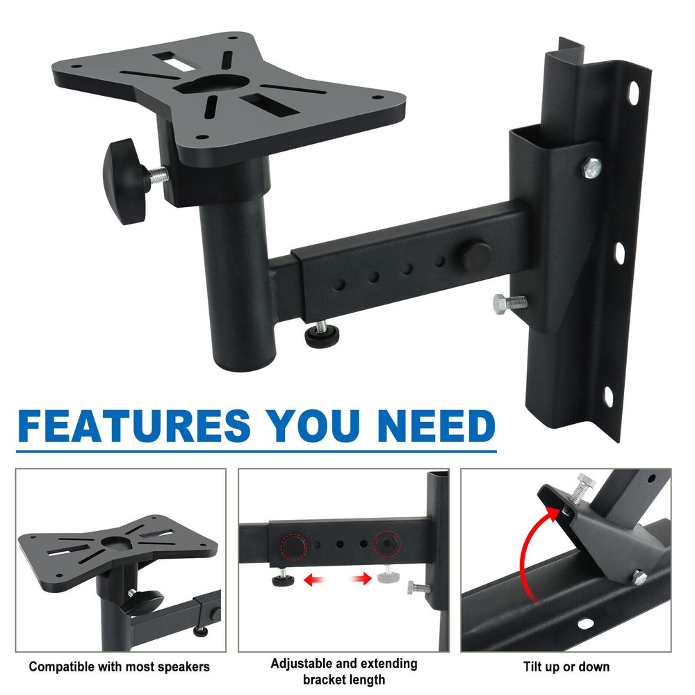 2 Pack Speaker Wall Mount 66 Lbs Universal Bookshelf Speaker Mounting Bracket