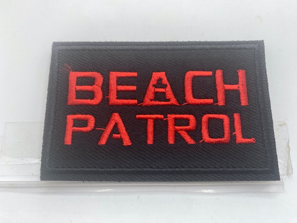 BEACH PATROL   New EMBROIDERED NAME  PATCH WITH HOOK BACKING