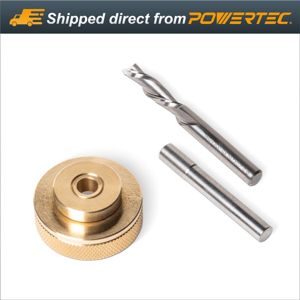 POWERTEC 71729 Solid Brass Inlay Set,1/4"D, 3/4" Cutting Length, 1/4 Shank