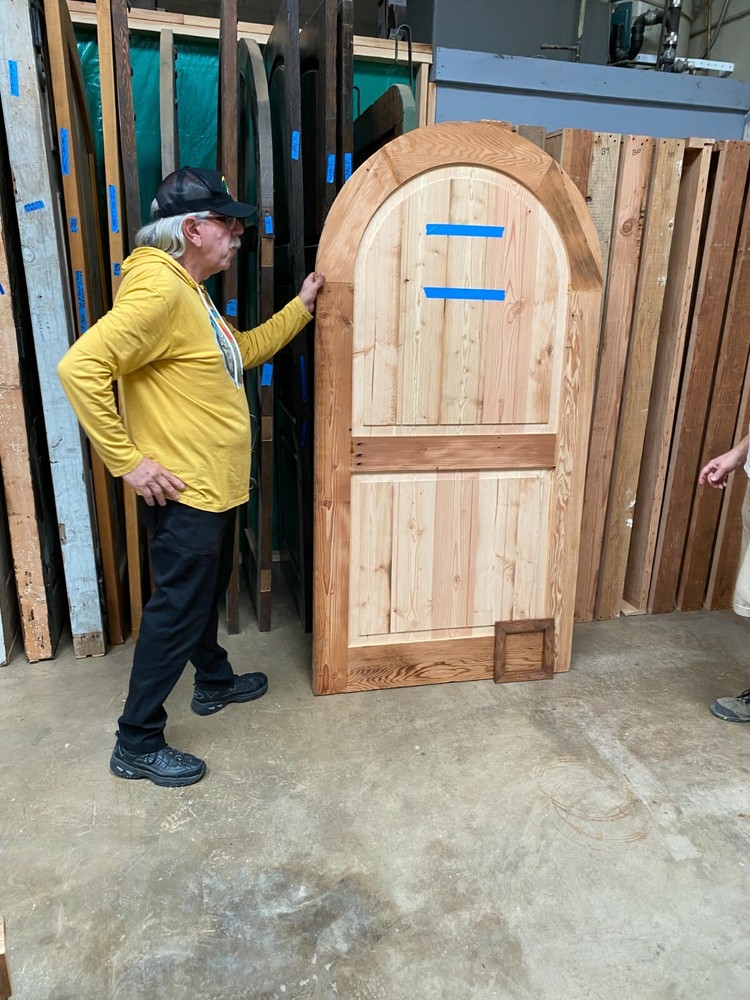 Rustic reclaimed solid lumber Double door wine room castle storybook w/ hardware