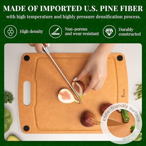 Wood Cutting Board, Cutting Boards for Kitchen 14.6"L x 10.8"W Rectangular