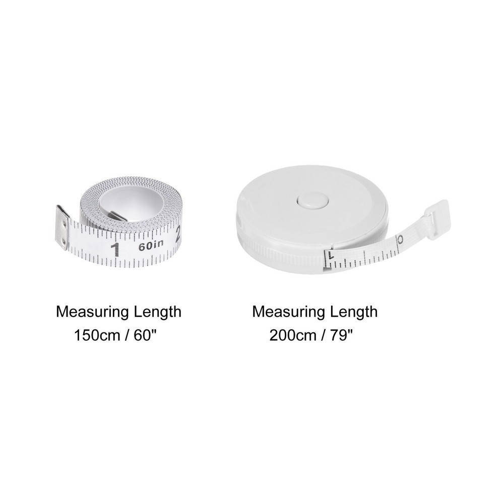 3pack 200cm Soft Retractable Measuring Tape White Black