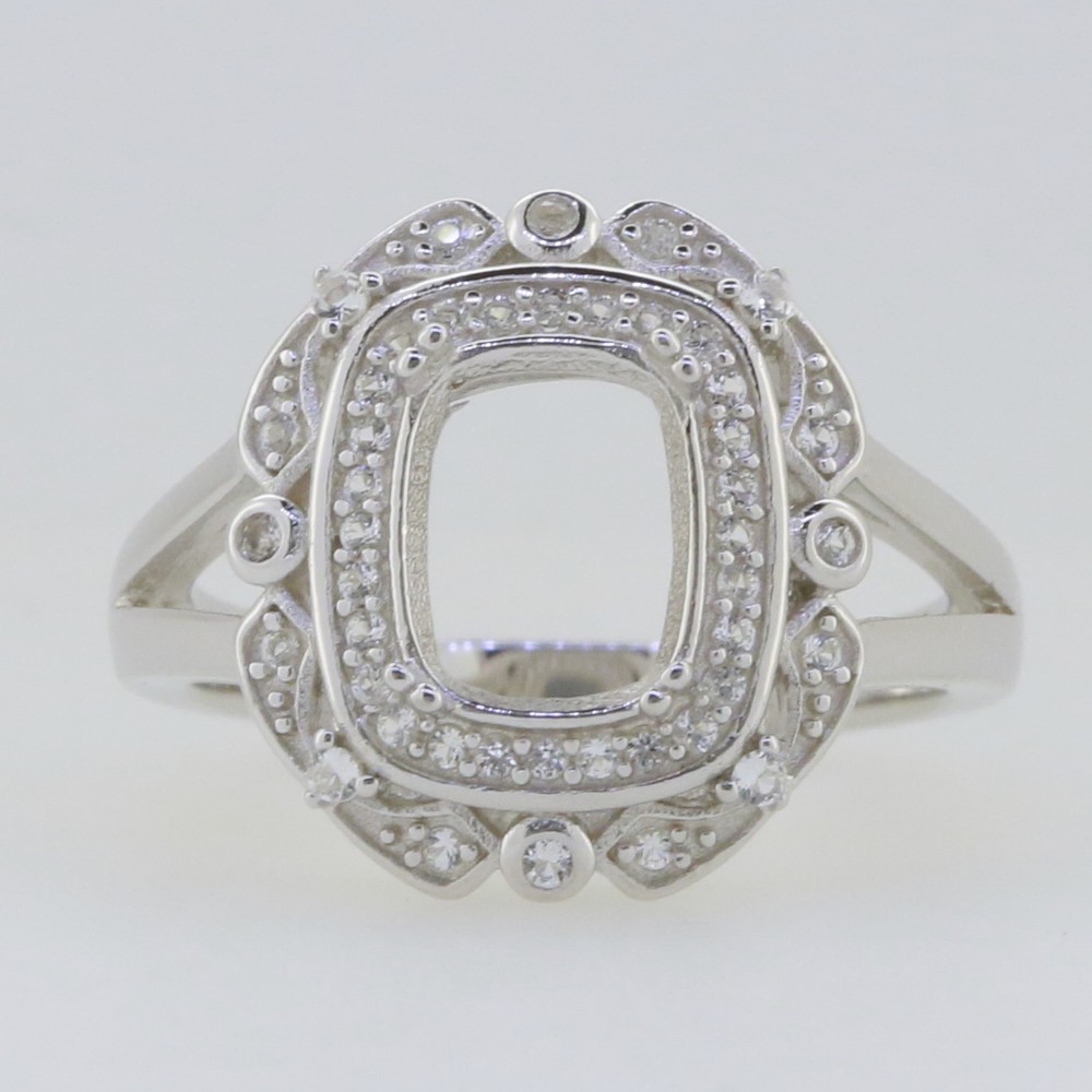 Sterling Silver Semi Mount Ring Setting Cushion CU 9x7mm