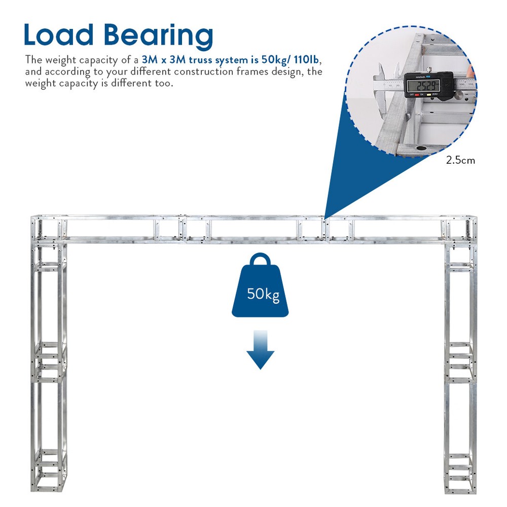 Solid Aluminum DJ Lighting Truss Frame Dual Totem Bolted Truss System for Stage