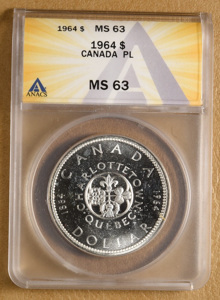1964 PL Canada Silver Dollar ANACS MS63