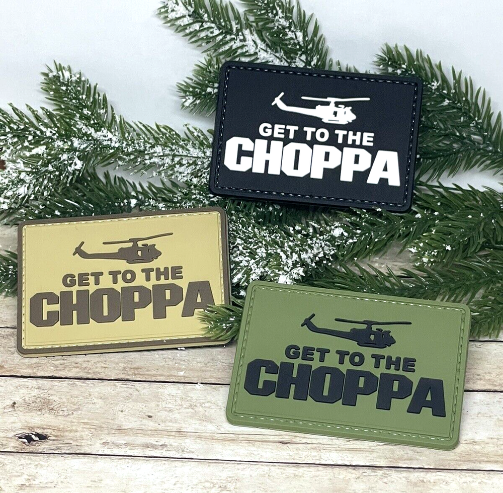 Get To The Choppa PVC Patch - Tactical Morale Patch - Hook Back Gun Patch