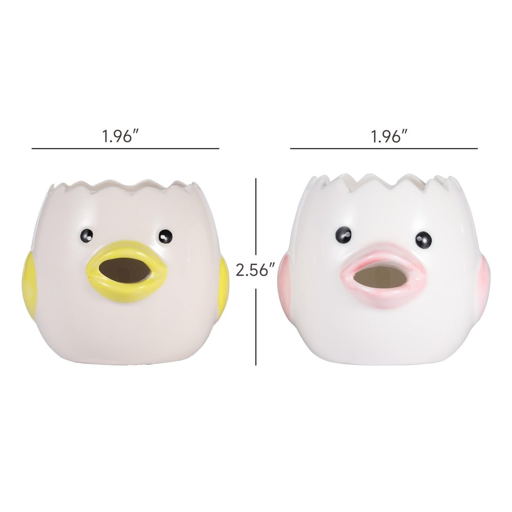 2 Pack Cute Egg Separator, Ceramics Vomiting Chicken Egg Yolk Egg White Separ...