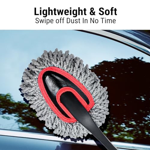 Car Duster Kit, 2PCS Microfiber Exterior and Interior 2 Pack Gray / Red