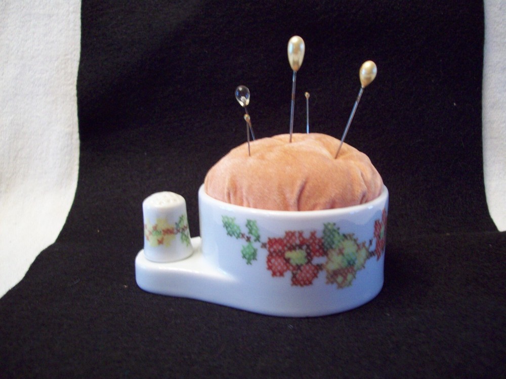 Vintage Porcelain Pincushion & Thimble