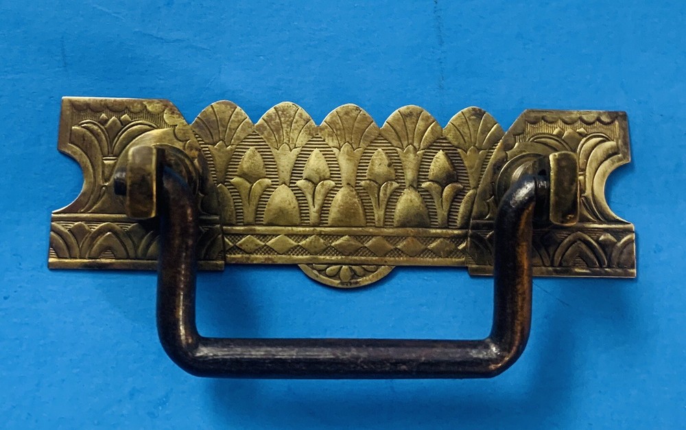 Brass Victorian Eastlake Antique Hardware Bail Drawer Pull 2 3/8” centers