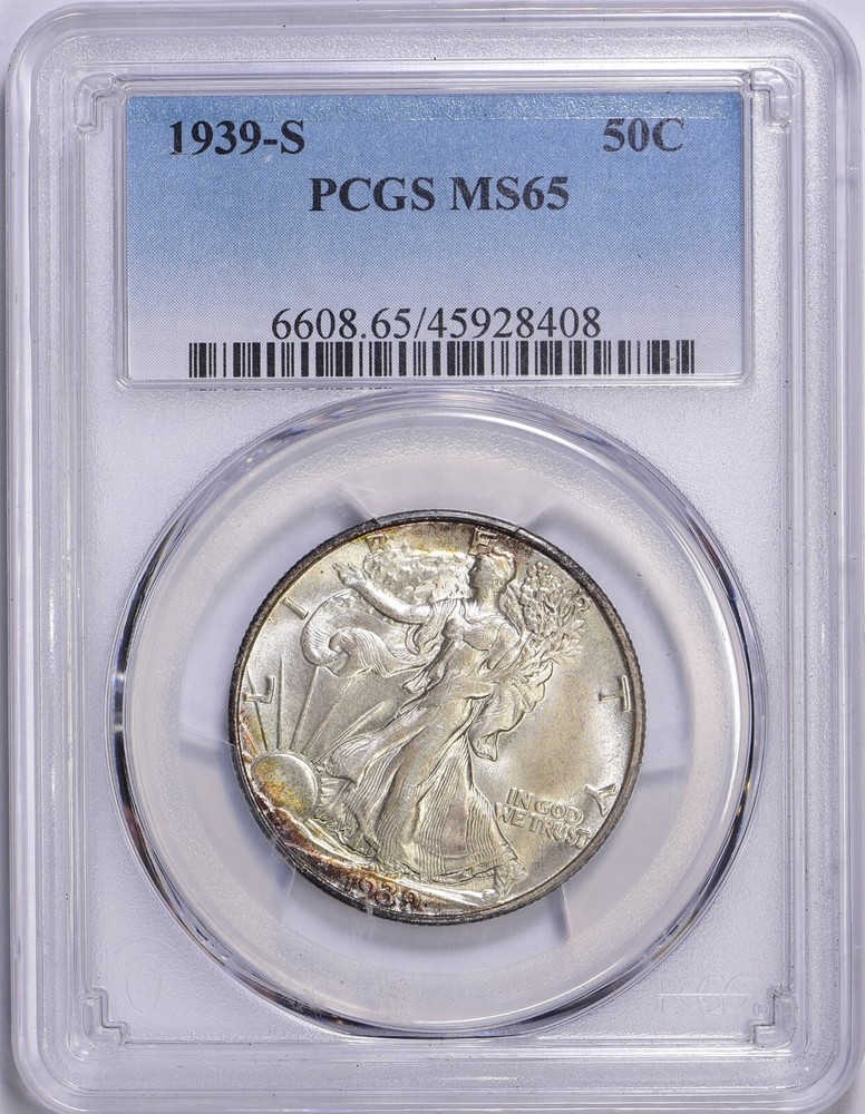 1939-S LIBERTY WALKING HALF DOLLAR PCGS MS65