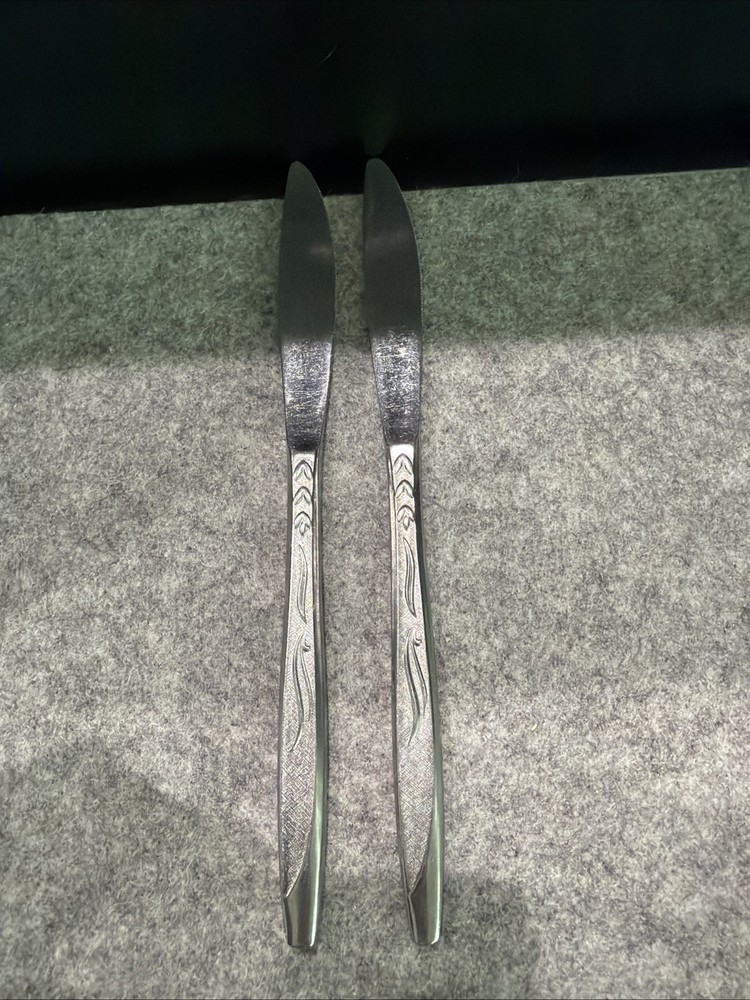 2 Ekco Eterna Mary Jane Stainless Flatware Knives