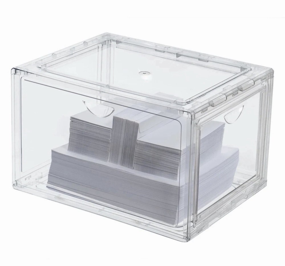 Clear Transparent Stackable Shoebox & Organizer, 4-pack Plastic 11.8"x15.1"x9.4"