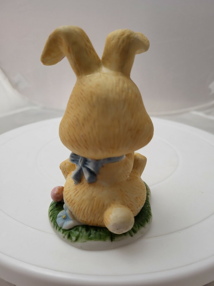 Vintage Seated Bunny Easter Figurine w/ Basket and Eggs