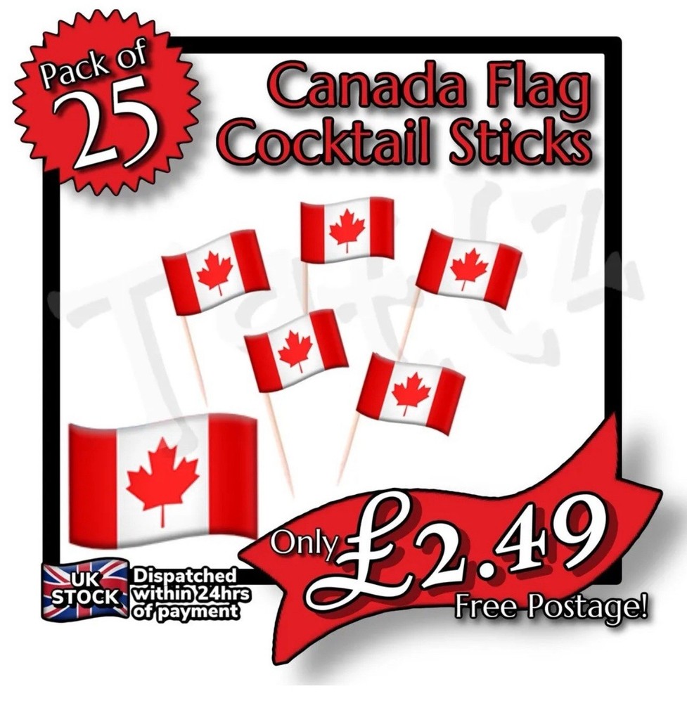 25x Canada Flag Cocktail Sticks