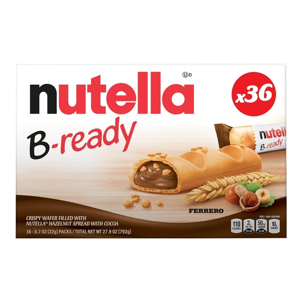 Nutella 36 Snack Bars, Hazelnut Spread With Cocoa, Individually Wrapped