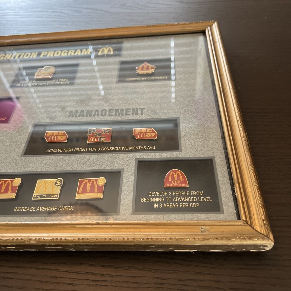 25”x13” Framed McDonald’s Recognition Program Display Pin Set With 25 Pins