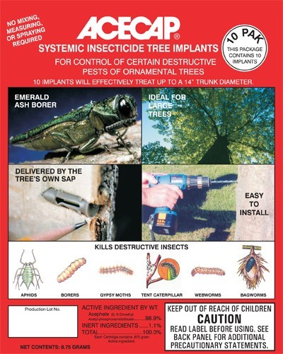 Acecap Systemic Insecticide Tree Implants 3/8" Acephate larger than 3" diam.