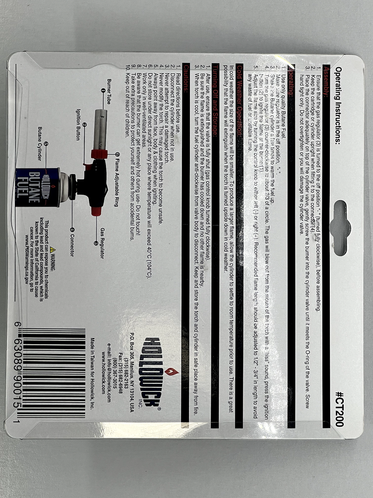 Hollowick CT200 Self-Ignition Chef's Torch - NEW