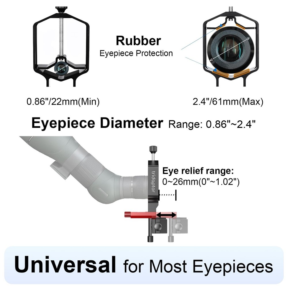 tridaptor - Universal Phone Scope Digiscoping Adapter|High-Precision XYZ Meta...