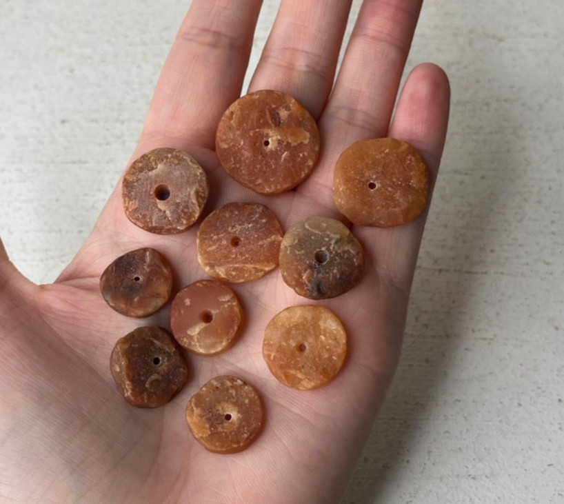 10 PCS Small Ancient Neolithic Stone Disc Beads Carnelian Agate