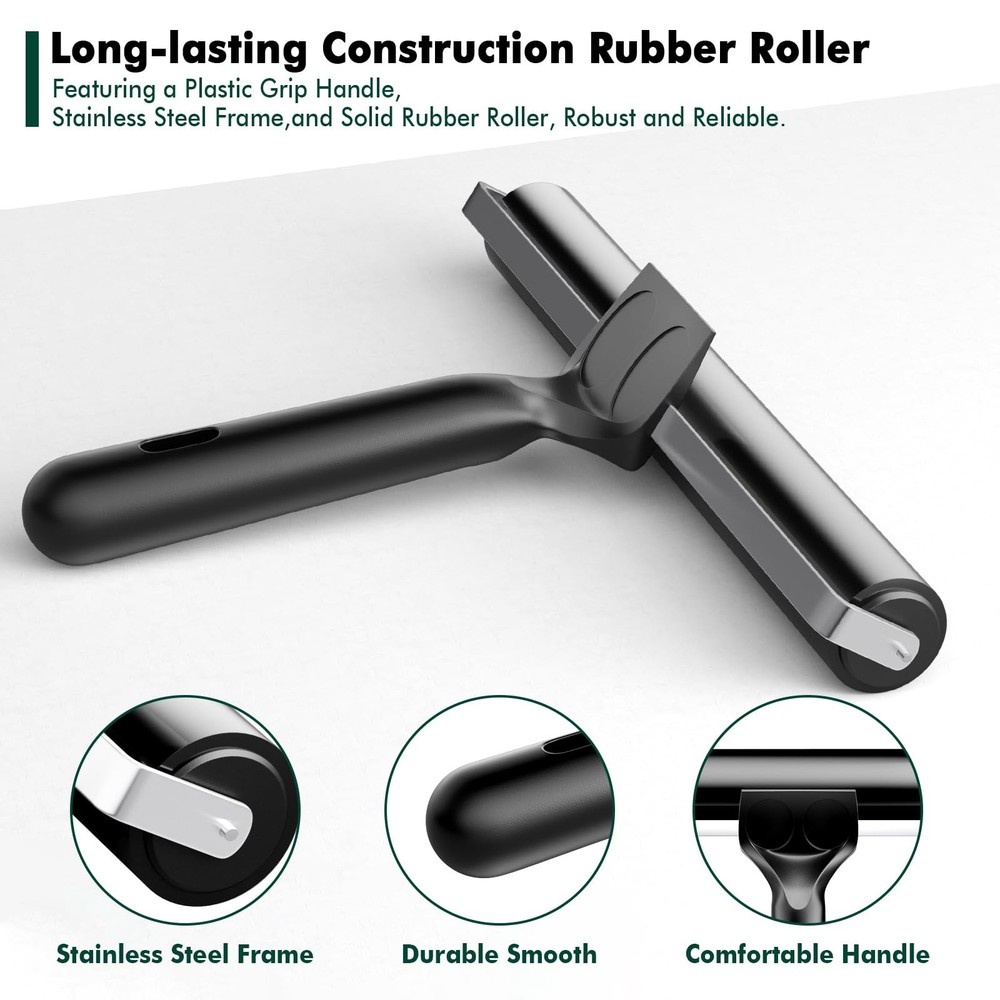 3 Pack Rubber Brayer Rollers for Crafting, Hard Rubber Rollers for Printmakin...