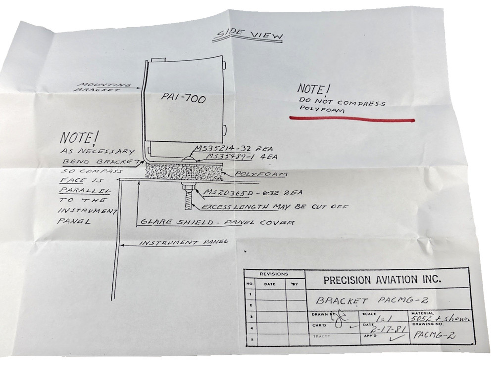 Precision Aviation custom bracket PACMG-2 compass bracket