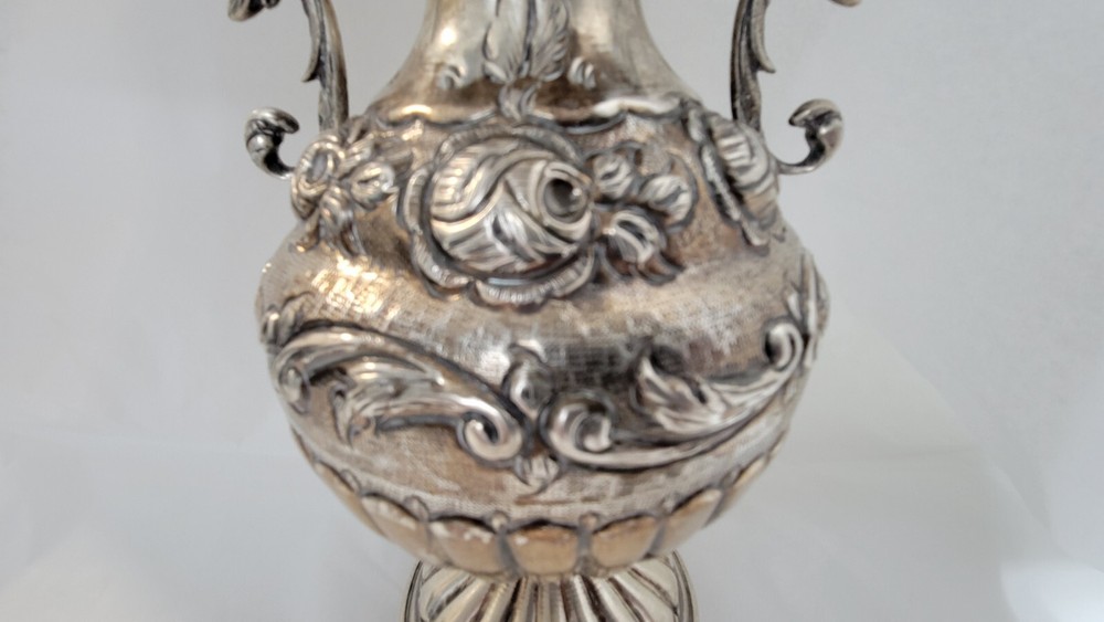 STERLING SILVER REPOUSSE VASE