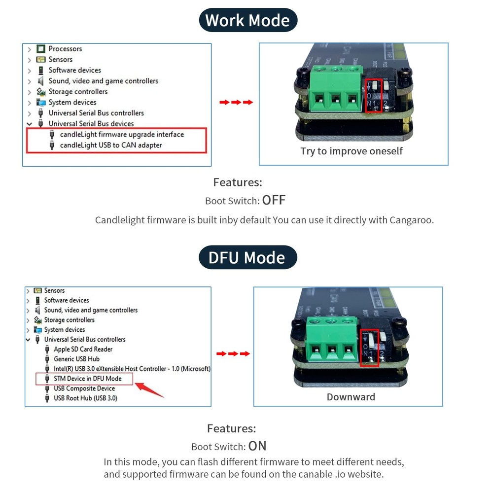 Jhoinrch USB to CAN Bus Converter Base on Open-Source Hardware CANable...