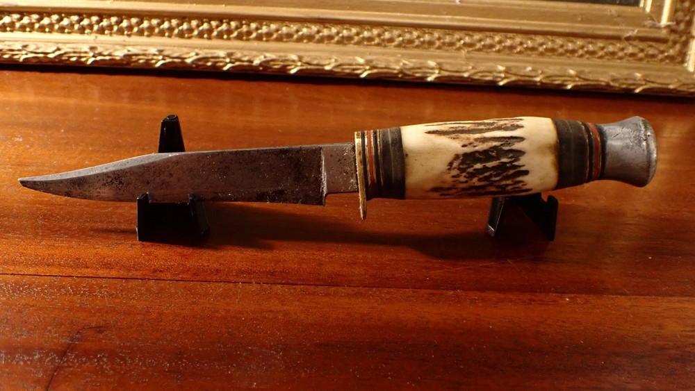 Vintage Antler Handle Fixed Blade Knife