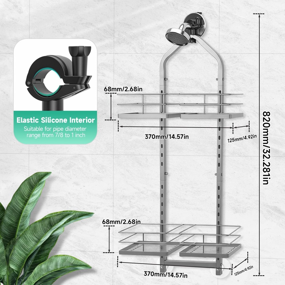 Shower Caddy Hanging for Handheld Showerheads Adjustable Height Extra Long Ba...