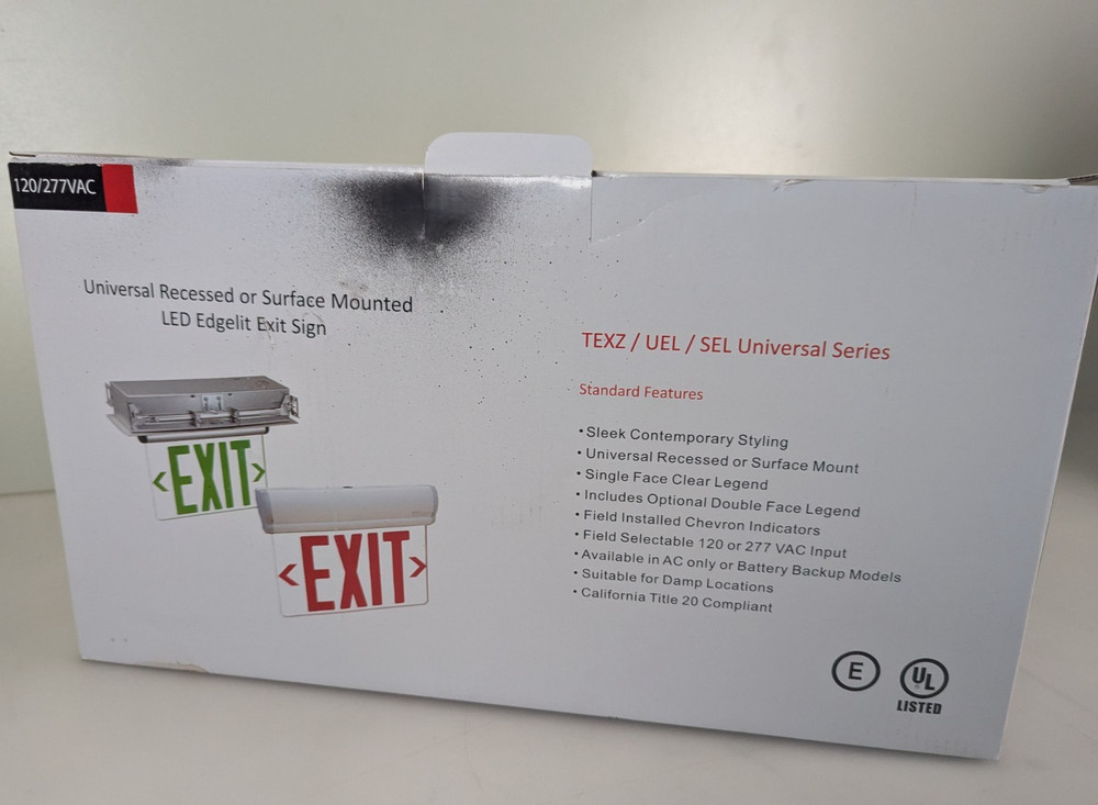 🚨 LED Exit Sign - Recessed Mount, Red on Clear Panel, Anodized Aluminum Housing